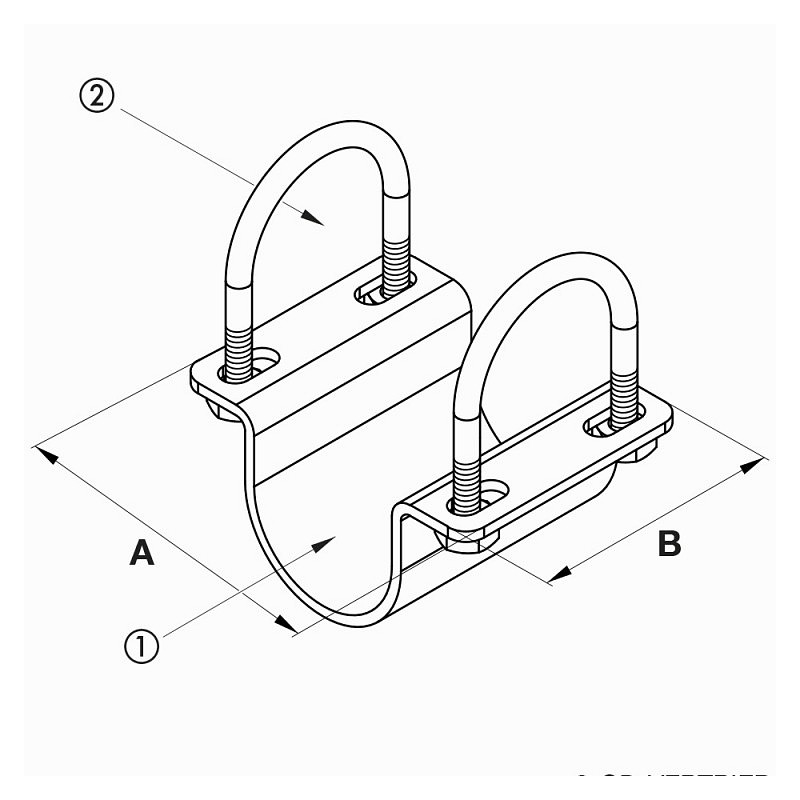 Omega objemka z U-vijakoma