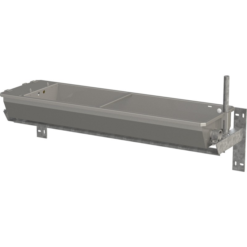 Nagibno napajalno korito iz legiranega jekla, s stenskim nosilcem 70 ltr.