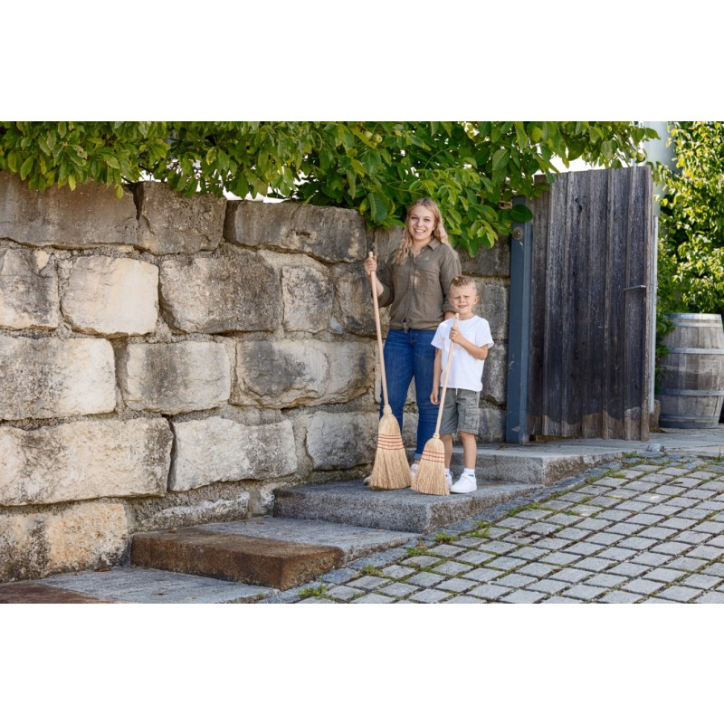 Otroška Mini metla iz riževe slame z ročajem