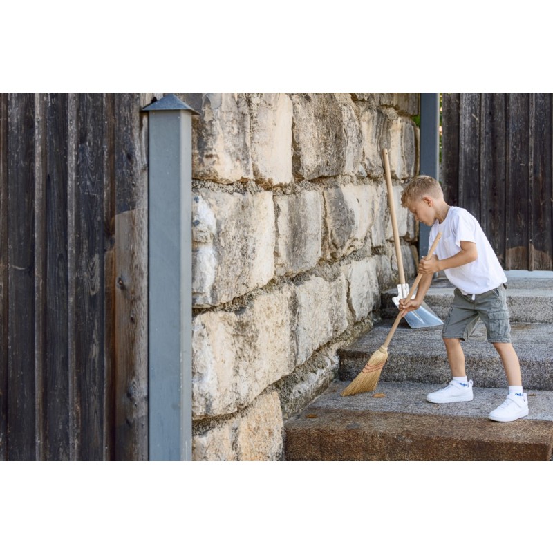 Otroška Mini metla iz riževe slame z ročajem