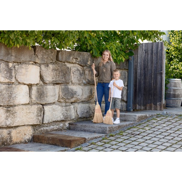 Otroška Mini metla iz riževe slame z ročajem