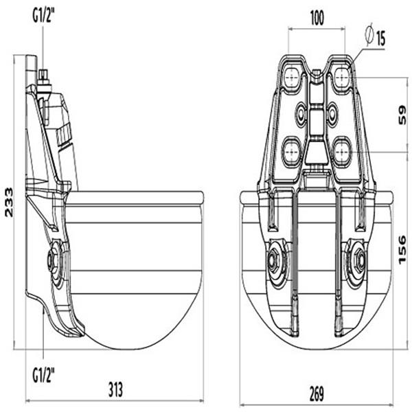 Edelstahl-Tränkebecken mit Rohrventil E21, 3/4" Anschluss