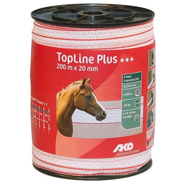 TopLine Plus Weidezaunband weiß/rot 20 mm - 200 m